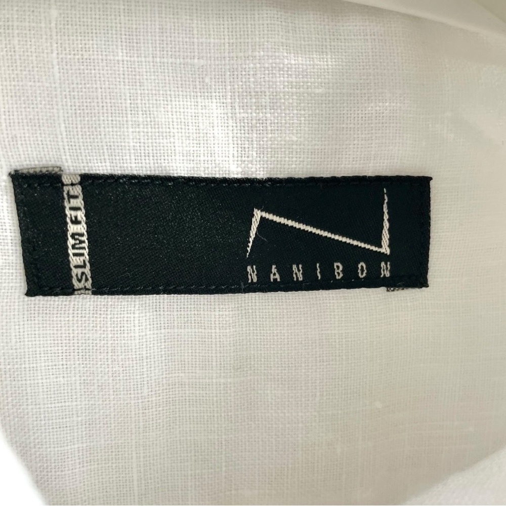 Nanibon Fuzzi White Linen Short Sleeve Safari Shirt Size L - Picture 4 of 9